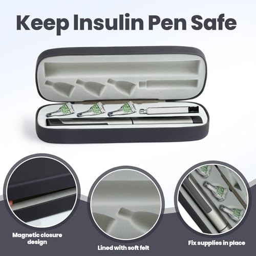 Insulin Pen Travel Case for 1 Pen, 3 Needles & 1 Cartridge – Portable Hard Shell Organizer for Diabetic Supplies – Compact Storage Holder for Daily or Travel Use (Case Only) (Black) - color: Black