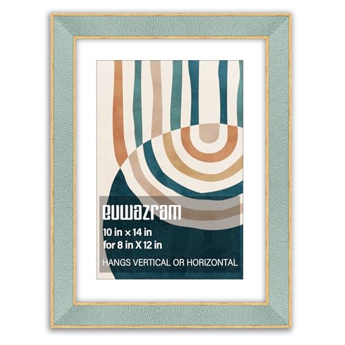 Suede 10x14 Frame - Single Frame, Christmas Elegant Mint 10 x 14 Poster Frame with Mat for 8x12, 10x14 Picture Frames for Artwork, Puzzles, Photos and Movie Posters - color: Mint, size: 10" x 14" / 8" x 12" mat