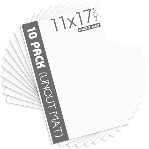 Mat Board Center 10 Pack Uncut Mat Boards, 11x17 White Matboards - size: 11x17