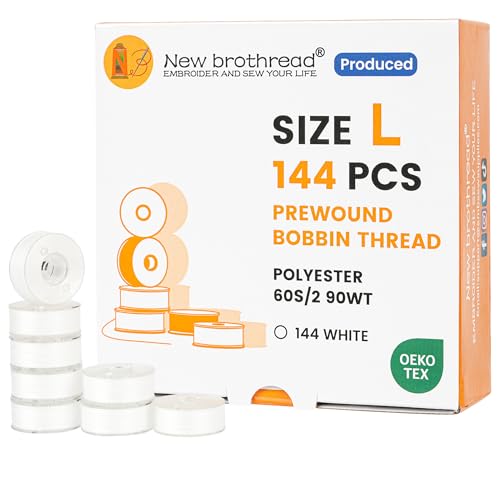 New brothread 144pcs Type L SA155 Prewound Bobbin Thread -White - color: 144pcs 90wt White
