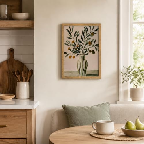 Framed Vintage Olive Branch Canvas Wall Art for Kitchen Bathroom Wall Decor - color: Olive Branch, size: 10"L x 8"W