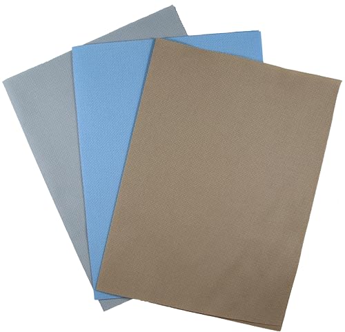 KCS 3 pc of 12" x 18"(30cmx45cm) 16CT Counted Cross Stitch Cotton Aida Cloth Fabric (Light Blue+Sea Foam+Khaki) - color: Light Blue+sea Foam+khaki