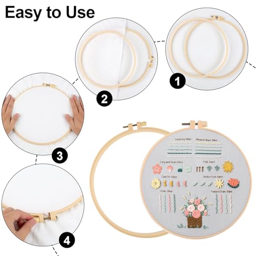 Jyphorixal Embroidery Kit for Beginners Adults Cross Stitch Starter Kit Needle Point Supplies 33 Basic Stitches in 3 Set, DIY Craft Lover Starter Hand Stitch (Flower) - color: Flower