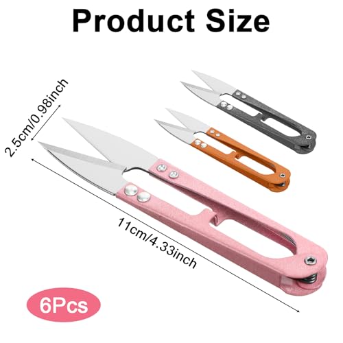 6Pcs Sewing Scissors with Blade Covers, 4.1 Inch Stainless Steel Thread Snippers Sewing Nippers Small Thread Cutter for Stitch Embroidery Knitting Yarn DIY Supplies Crafts (Pink, Gray, Orange)