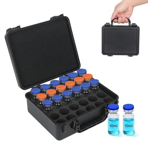 10ml Peptide Case for Fridge 30 Slots, Peptides/Insulin Vial Storage Cases - color: 30-shots×10ml (Black)