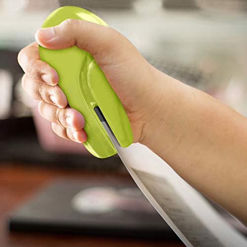 Plus Paper Clinch Compact Staple-Free Stapler, Heavy Duty, Green - color: Green