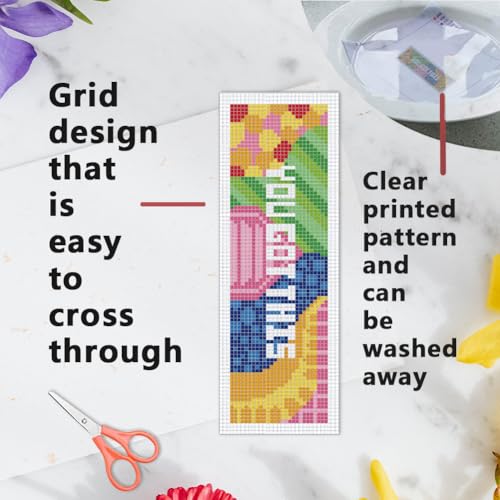 INFUNLY 6PCS Motivational Words Cross Stitch Bookmark Kit for Adults Inspirational Cross Stitch Kits DIY Crossstitch Kits Texts Stamped Embroidery Bookmark Kit with Instructions for Book Lovers - style: Inspirational Words