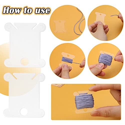 LOKUNN Embroidery Floss Bobbins 150 PCS Embroidery Floss Organizer - color: Transparent*150