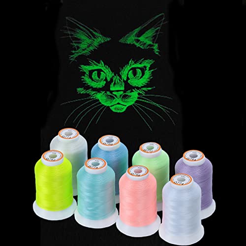 New brothread 8 Colors Glow in the Dark Embroidery Machine Thread Kit