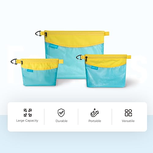pack all Water-Resistant Zipper Pouch, Mesh Zipper Bag, 14.17"x10.23" - color: Blue, size: Large