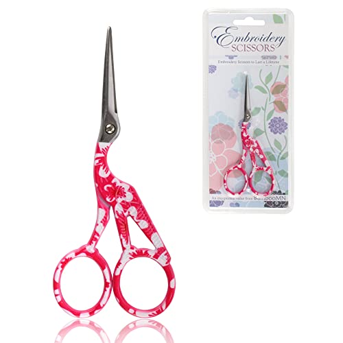 JubileeYarn Pointed Tip Embroidery Craft Stainless Steel Stork Scissors - Red - 1 Unit - color: Stork Red, size: 1 Unit