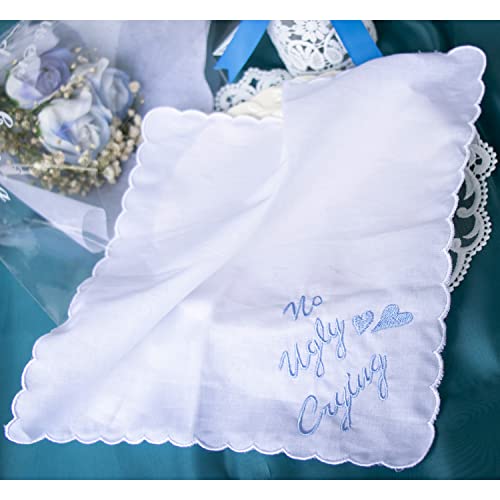 6 Pack of Ladies Embroidery Cotton Handkerchiefs Lace Wedding Hankies - color: Zww-w01