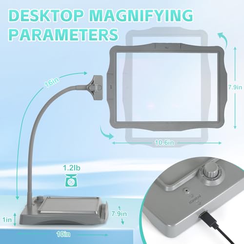 Magnifying Glass with Light and Stand 50 Ultra-Bright LEDs Grey - color: Gray