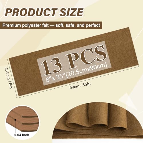 XSEINO 13 Rolls Dark Brown Felt Fabric,8"x35"(20.5x90cm) 1.4mm Thick Soft Felt Fabric Sheet for Crafts,Dark Brown Series Colors Soft Nonwoven Fabric,Fit for Decoration, Sewing, DIY Crafts - color: Chocolate Brown