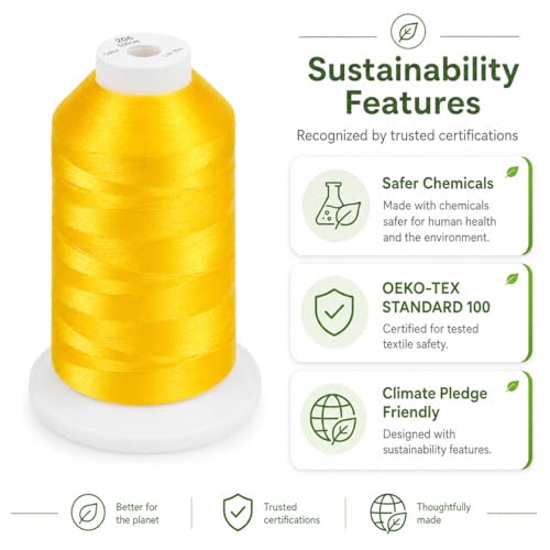 Simthread 5500Yds/5000M 40WT Polyester Embroidery Thread Harvest Gold 206 - color: Harvest Gold-206