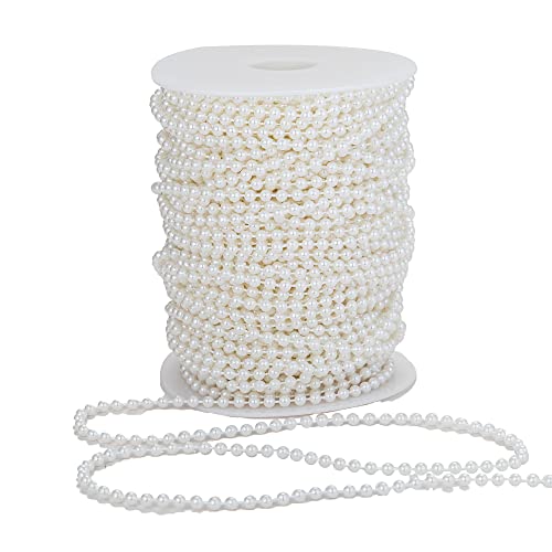 4mm Crafts Faux Pearl Beads Garland Pearl Bead Roll Strand of Pearls to Decorate Floral Centerpieces Wedding Party Favor Christmas Tree(131 Feet Ivory) - color: Ivory, size: 4 mm