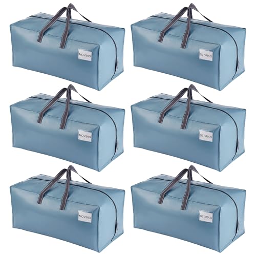 VENO 6 Pack Heavy Duty Moving Bags with Backpack Straps, Zippers & Handles, Extra Large Packing Bags for College Dorm Essentials, Moving Supplies Alternative to Cardboard Moving Boxes - color: Light Blue, size: 6 Pack