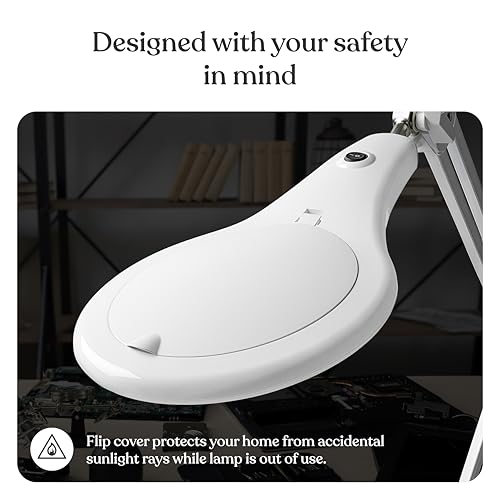 Brightech LightView PRO Magnifying Desk Lamp, 2.25x Light Magnifier, Adjustable Magnifying Glass with Light for Crafts, Reading, Close Work - White