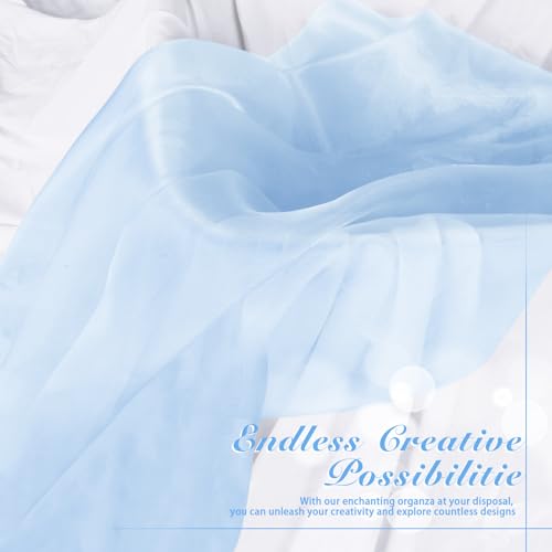 Manyshofu Baby Blue Organza Fabric by The Yard, 60 Wide (1 Yard) - color: Baby Blue, size: 1 Yard