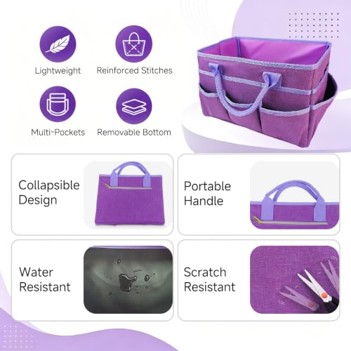Art Supply Organizer Bag,Craft Organizer Tote Bag for Art Supplies - color: Purple