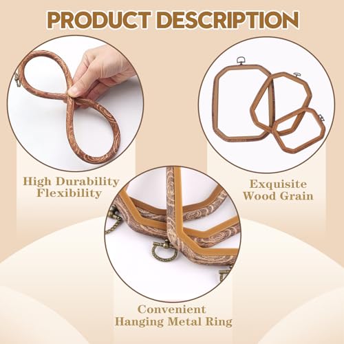 Embroidery&Cross Stitch Frames for Display,6PC Rectangle Embroidery Hoops,Three Sizes Rectangle Frames for Embroidery Perfect for Sewing, Home Decor and Embroidery
