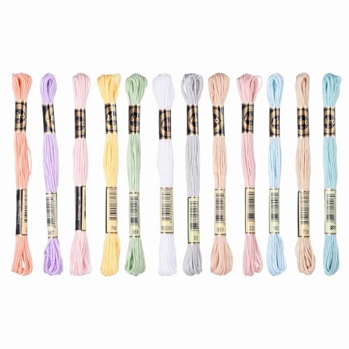 PATIKIL 12 Skeins Embroidery Floss Polyester Embroidery String Candy Colors - color: Candy Colors