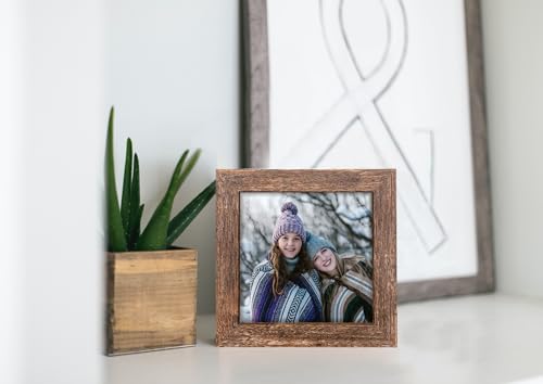 5x5 Picture Frames Set of 2, Square Rustic Wood Grain Photo Frame for Tabletop or Wall Mounting Display - size: 5X5(2pcs)