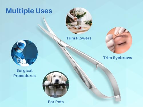 ARTMAN INSTRUMENTS Micro Scissors 4.5” Curved – Spring Action Precision Squeeze Scissors for Embroidery, Sewing, Crafts, Eyebrow Trimming & Stitch Cutting