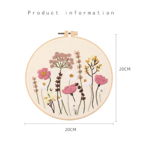 Chenflying Embroidery Kit for Adults, 1 Set Cross Stitch Kits for Beginners with Flower Pattern, Starter Kits for Hand Craft Lover with Embroidery Hoop, Instructions and Threads (Flower1) - color: Flower1
