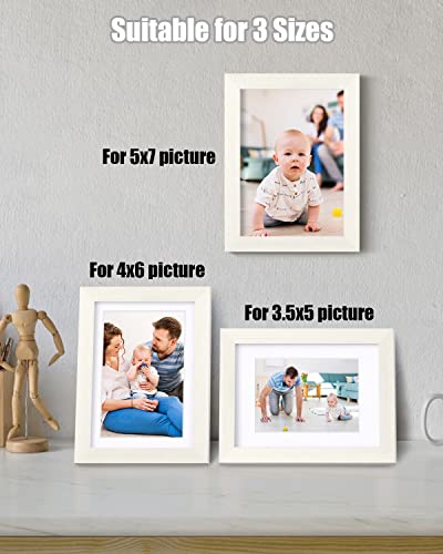 Egofine 5x7 Picture Frame Made of Solid Wood with Plexiglass, Display Pictures 3.5x5/4x6 with Mat or 5x7 Without Mat for Tabletop and Wall Mounting, Beige - color: Beige, size: 5x7