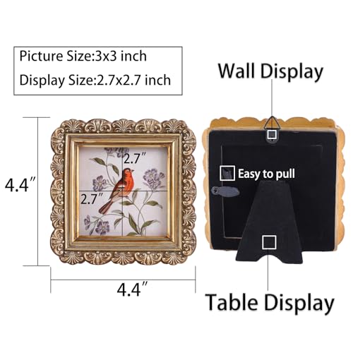 Vintage Picture Frames 3x3 Square Bronze Antique Picture Frames with Glass Front Handcrafted Rustic Home Decor for Wall Mount and Tabletop Gallery Wall Art - color: Bronze, size: 3x3 Square