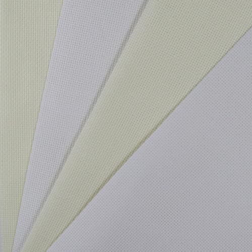 KCS 4/6 pc of 12" x 18"(30cmx45cm) 18CT Counted Cotton Aida Cloth Cross Stitch Fabric (4 pc,White+Antique White) - color: White+antique White, size: 4 pc
