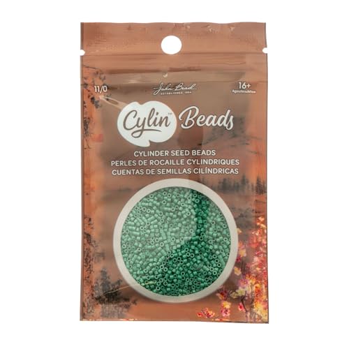 John Bead 25g Cylin Beads Opaque Emerald Green 11/0 Glass Cylindrical Seed Beads for Jewelry Bracelets Necklaces Earrings Making Embroidery - color: Emerald Green