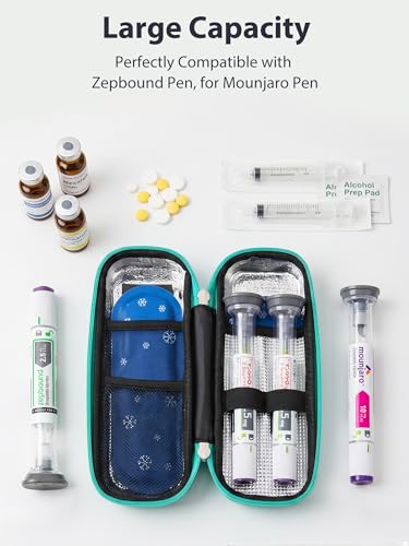 Cooler Travel Case Compatible with Zepbound or Mounjaro Pens, Real-Time Temperature Display Portable Medicine Travel Bag, TSA Approved Reusable Ice Pack, Insulin Organizer for Daily Use (Green) - color: H2 Green