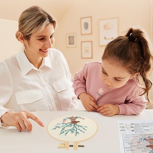 Beginner Deer Embroidery Kit for Adults, Pre-Printed with Video Tutorial - color: Deer