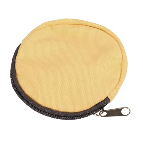 uxcell Mini Canvas Coin Purse Pouch, 3.9" Blank Round Mini Coin Wallet Small Change Purses Portable Organizer Bags with Zipper for Women Men Home DIY, Khaki - color: Khaki