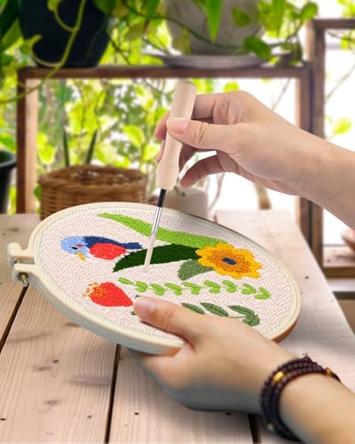 TINDTOP Punch Needle Kits, Flowers Punch Embroidery Kits for Adults - color: Flowers 3 Set