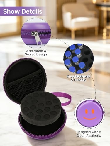 3ml Peptide Case for Fridge/Travel, 19-Slot Peptiide Vial Case for 3ml Vial - color: Purple