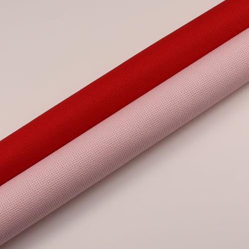 KCS 2 pc of 15" x 18"(38cmx45cm) Counted Cross Stitch Cotton Aida Cloth Needlework Fabric Box (Pink+Red, 18CT) - color: Pink+red, size: 18CT