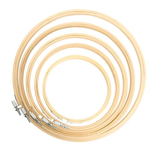 Similane Embroidery Hoops Bamboo Cross Stitch Hoop Ring,5 pcs,Various Sizes