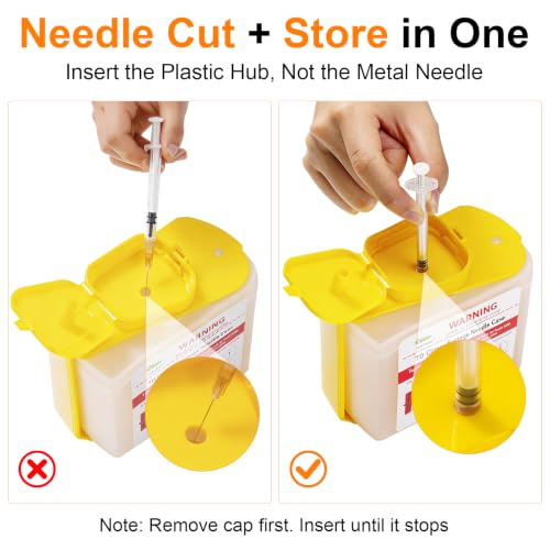 Sijidou Needle Hub Clipper for Syringe and Disposal Sharps Container, Fits for Home and Travel,Compatible with Insuline Syringes, Function for Cutting Syringe Needles Hub (NC-01)