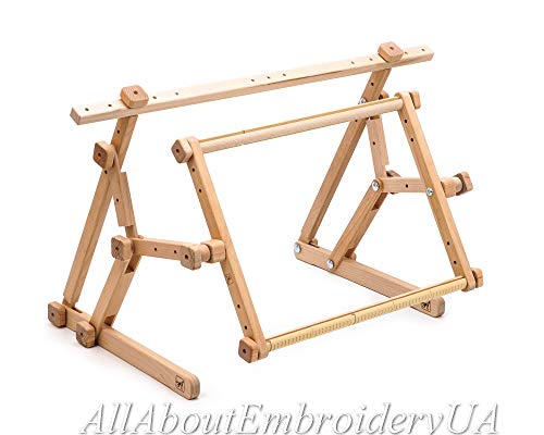 Embroidery Adjustable Lap Table Stand Hands Free Needlepoint Wooden Cross Stitch Scroll Frame Tapestry Holder Bed Table Stand Craft Tool (11.8" x 15.7") - size: 11.8" x 15.7"