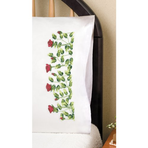 Rose Row Pillowcases for Embroidery, White (T232117)