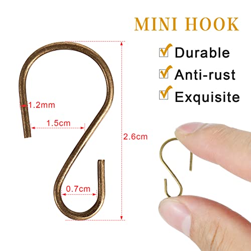 Sratte 120 Pcs Mini S Hook for Hanging 1 Inch Metal, Bronze Color - color: Bronze Color