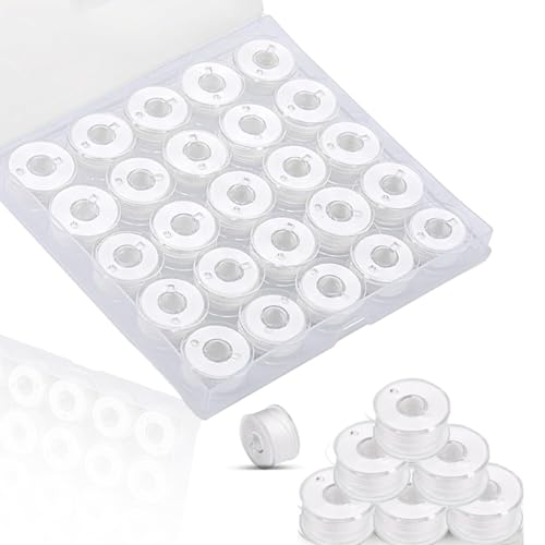 Sewing Thread Kit, 25 Pcs Bobbins for Sewing Machine, Size A SA156 Bobbin Thread for Brother Embroidery and Sewing Machines DIY Projects White - color: 25 White