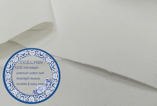 Premium Thick Cotton Twill Fabric By The Yard|12OZ Weight|58" Width|for Sewing,Quilting & Crafting-White - color: White