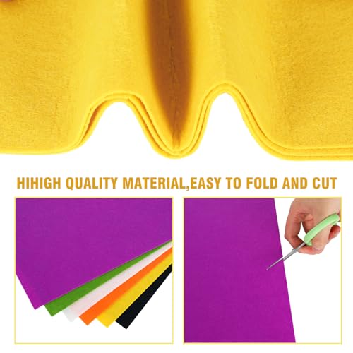 Whaline 18Pcs Halloween Felt Fabric Sheets Black Orange Assorted Soft Thick Craft Felt Pack for DIY Craft Sewing Patchwork Art Projects, 7.9 x 11.8 Inch - color: Halloween