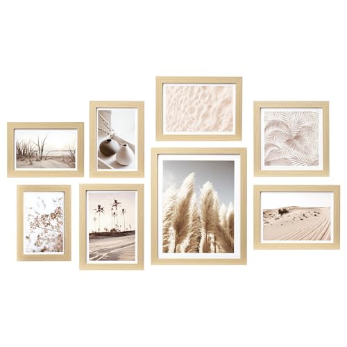 ArtbyHannah Gallery Wall Frame Set, 8 Pack Beige Picture Frames, Small - color: Beige, size: Small