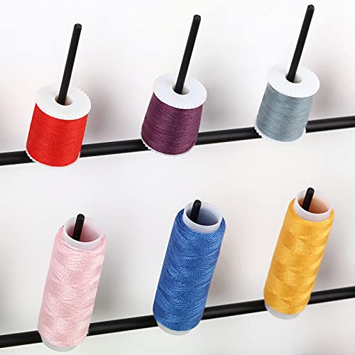 4 Pack Sewing & Embroidery Thread Rack Wall-Mounted Thread Holder Metal Sewing Organizer with Hanging Tools, Large Thread Organizer, 32-Spool - color: Black