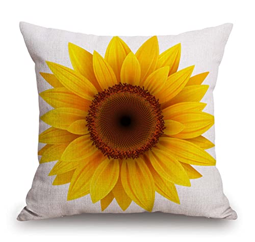 TSSOHU Sunflower Flower Cotton Burlap Linen Throw Pillow Case Cushion Cover Sofa Outdoor Decorative Square 18X18 Inches - color: Tss33